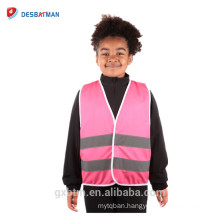 Cheap Economy Children Kids 100% Polyester Hi-Vis Pink Reflective Safety Vest With Hook & Loop